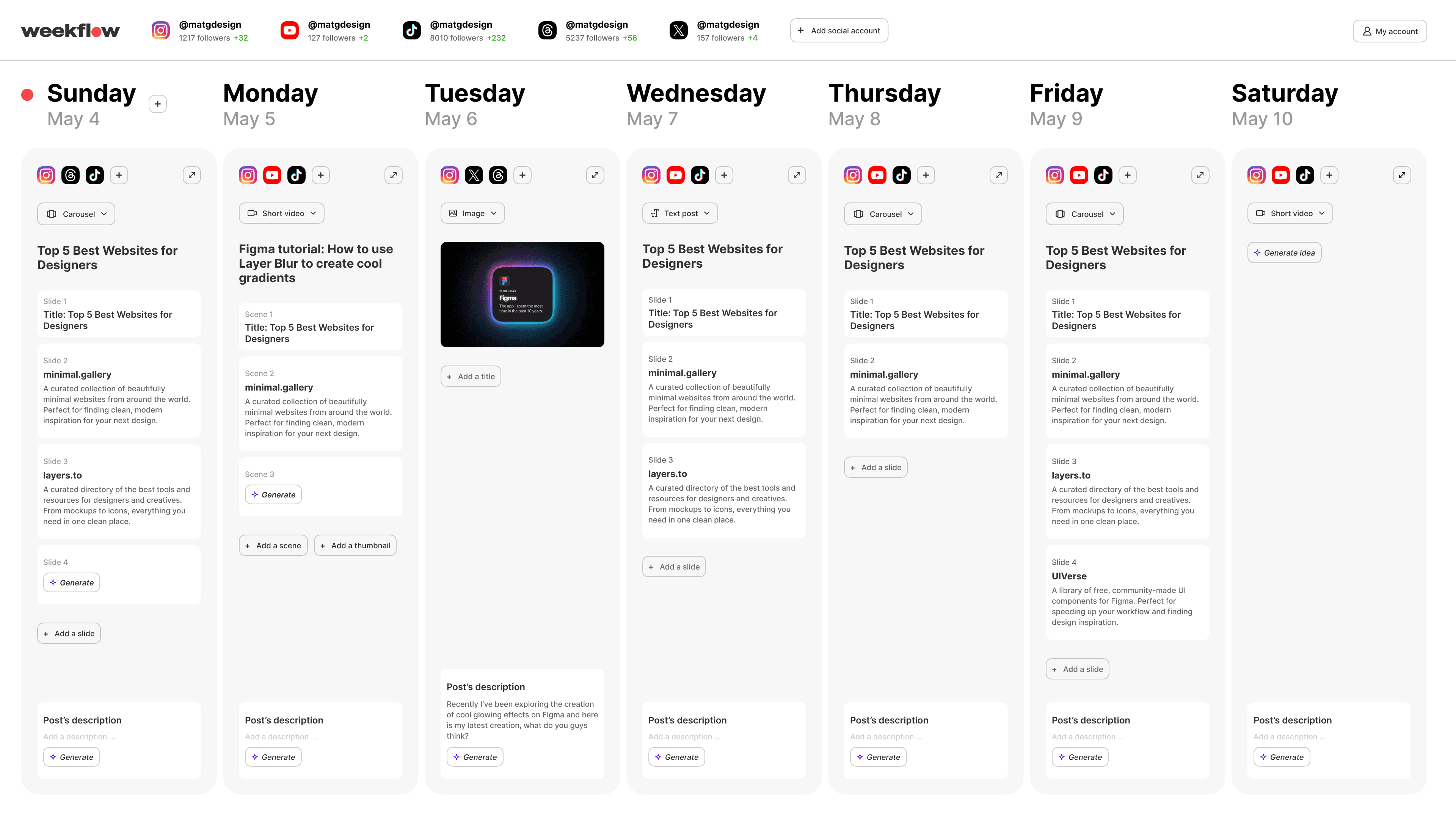 Weekflow App Screenshot
